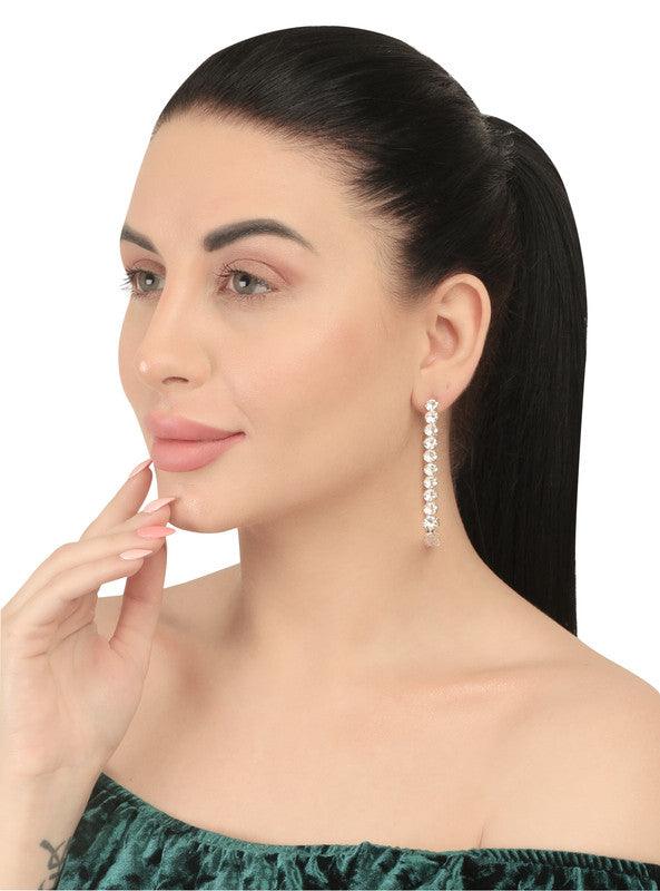 Shinning Studded Tringle Golden Hanging Earing For Women and Girls - Vembley