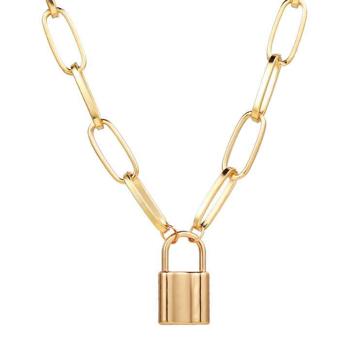 Gold Plated Chunky Chain Link lock Pendant