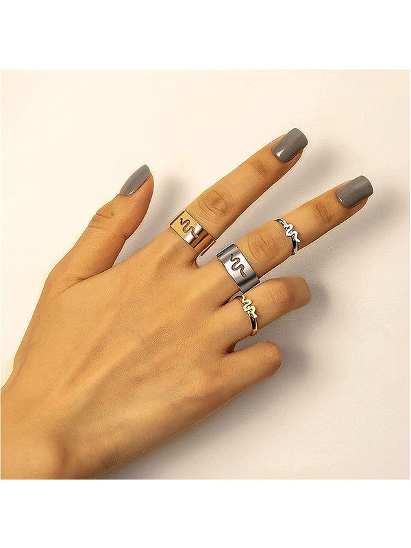 Combo of 2 Gorgeous Silver Plated Snake Couple Ring For Men and Women