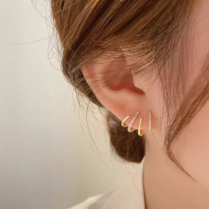 Multi Earring Effect Claw Stud Korean Earrings