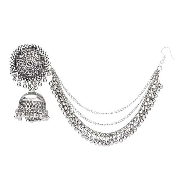 Silver Bahubali Chain Jhumka With Maang Tikka