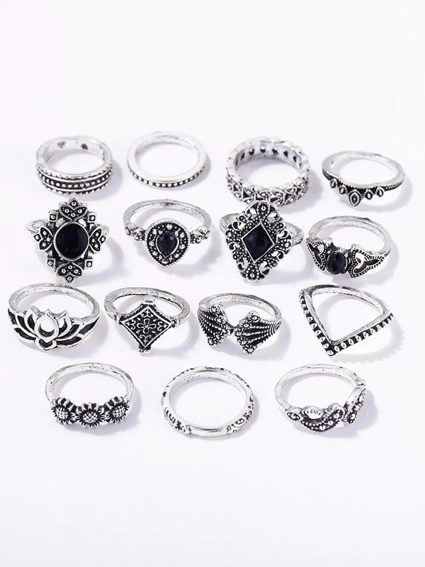 Combo of 23 Piece Traditional Gold & Silver Plated Multi Designs Ring Set