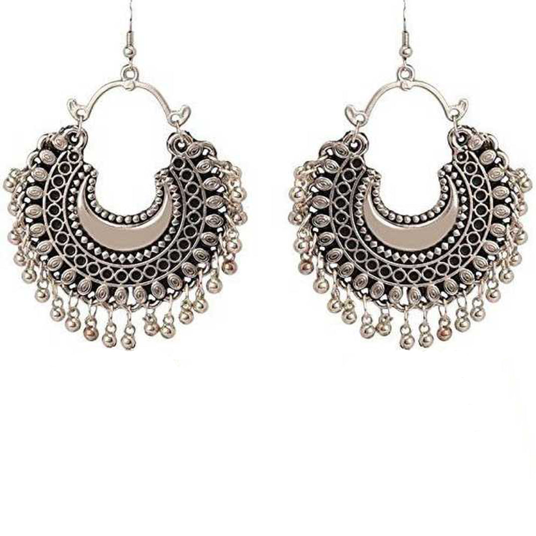 Oxidised Silver Hanging Jhumki Mang Tikka & Necklace