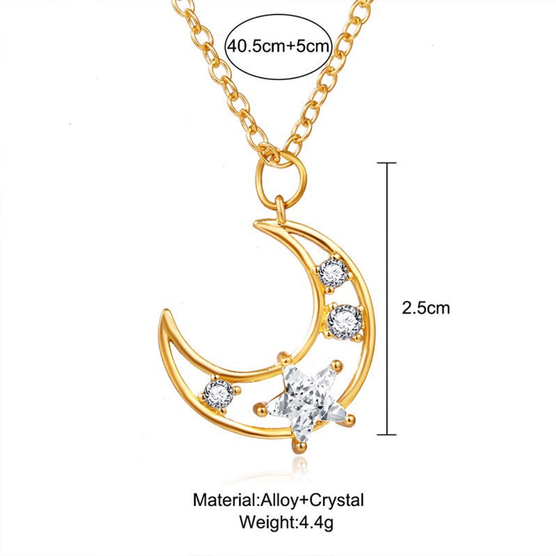 Gold Plated Star Studded Moon Pendant
