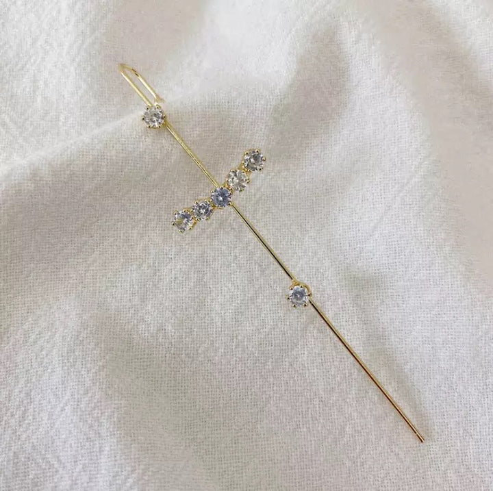 Pair of 2 Gold Plated Zircon Studded Ear Cuff