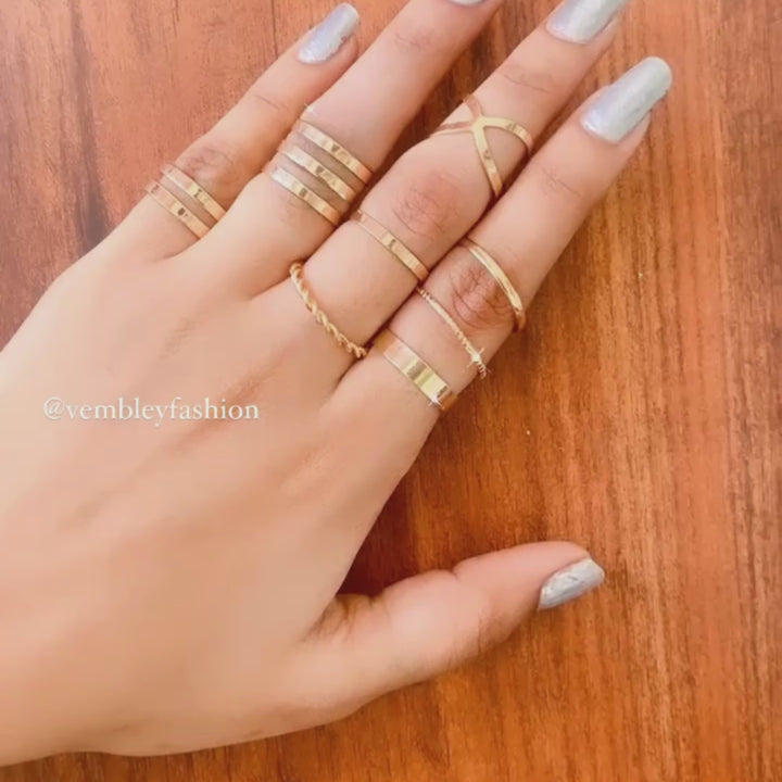Gold Plated Eight Piece Western Designs Ring Set