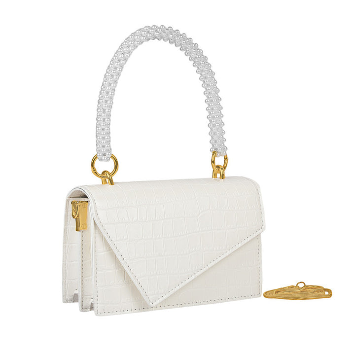 White Pearl Elysian Tote Bag With Chain Sling