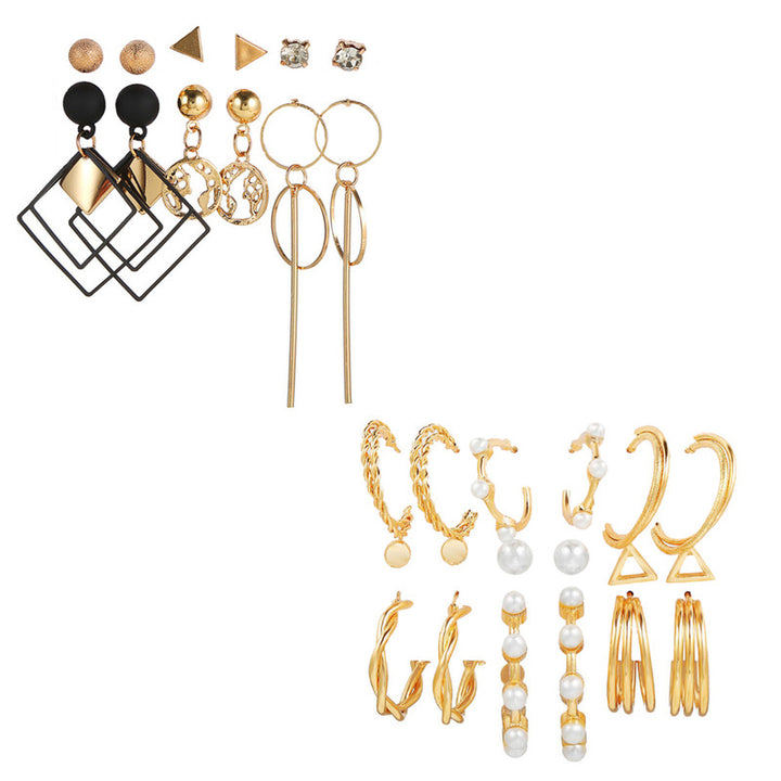 Combo of 15 Pair Gorgeous Gold Plated Hoop and Studs Earrings