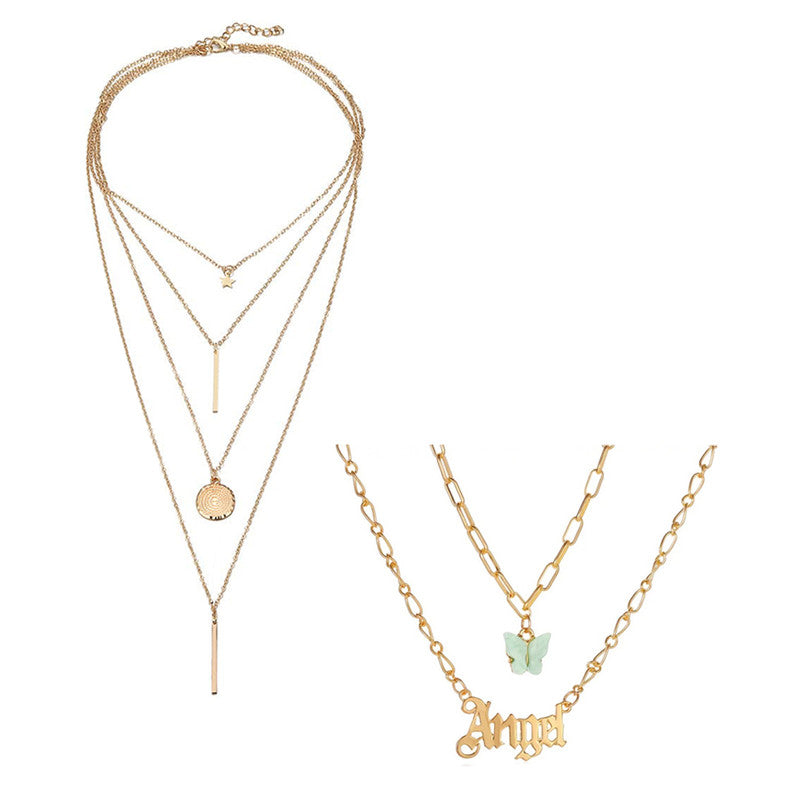 Combo of 2 Stunning Gold Plated Layered Pendant Necklace