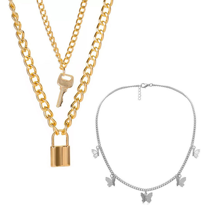 Combo of 2 Trendy and Stylish Gold Plated Layered Pendant Necklace