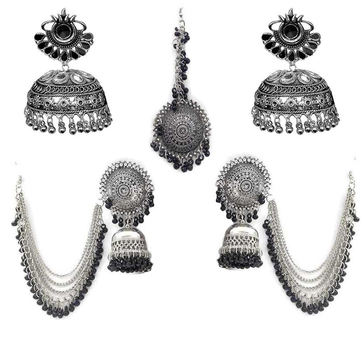 Vembley Traditional Combo of Silver Bahubali and Jhumki Earring for women and Girls
