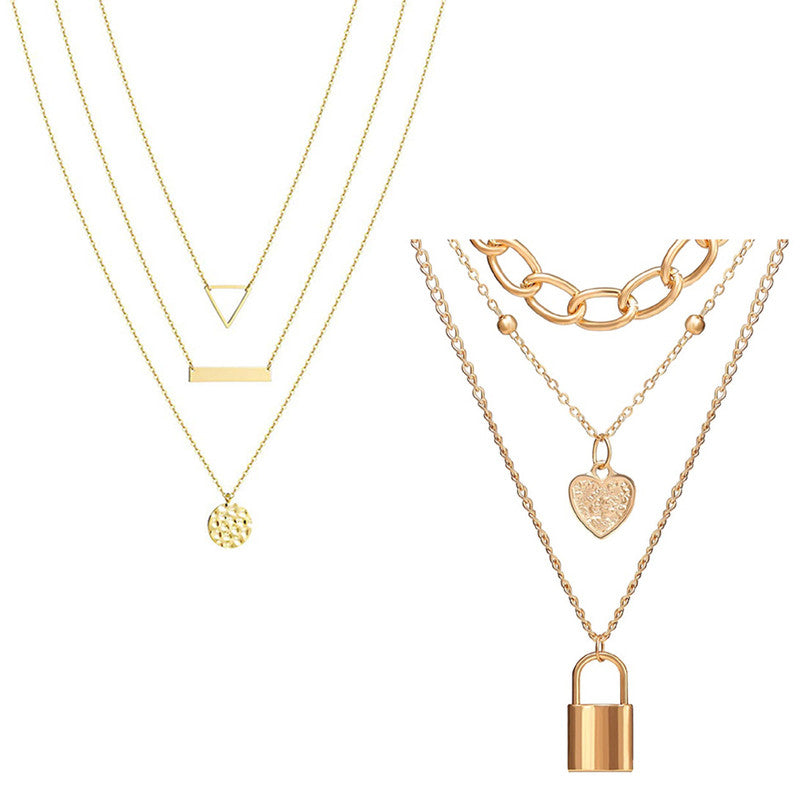Combo of 2 Glamorous Gold Plated Layered Pendant Necklace For Women and Girls