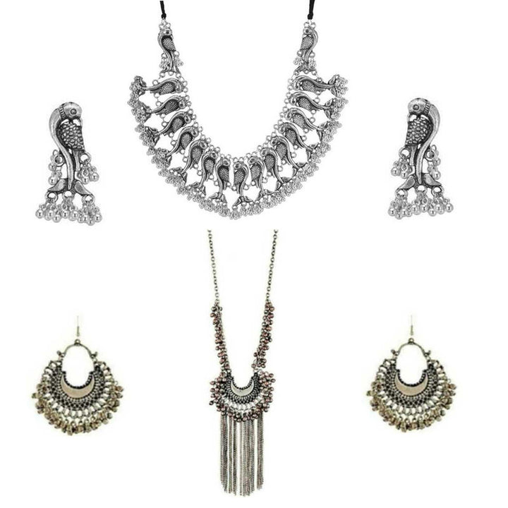 Vembley Combo of 2 Traditional Silver Jewelry Set for women and Girls