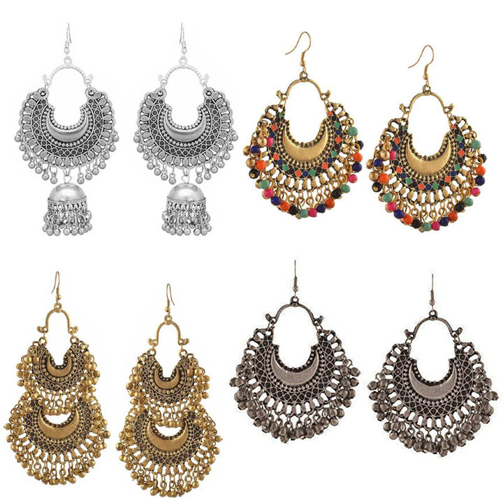 Combo of 4 GorgeousOxidized layared Beads Chandbali Jhumki Earrings