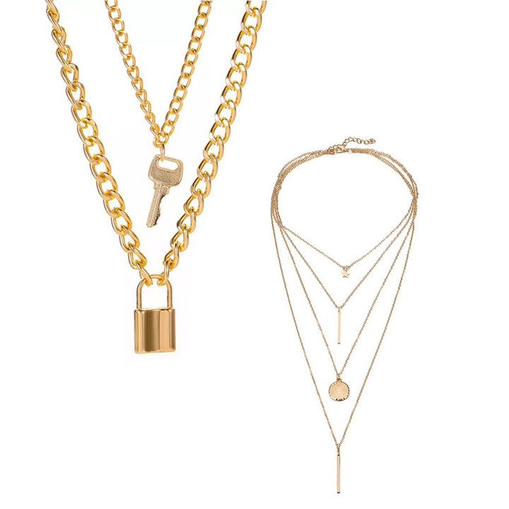 Combo of 2 Charming Gold Plated Multi Layered Pendant Necklace