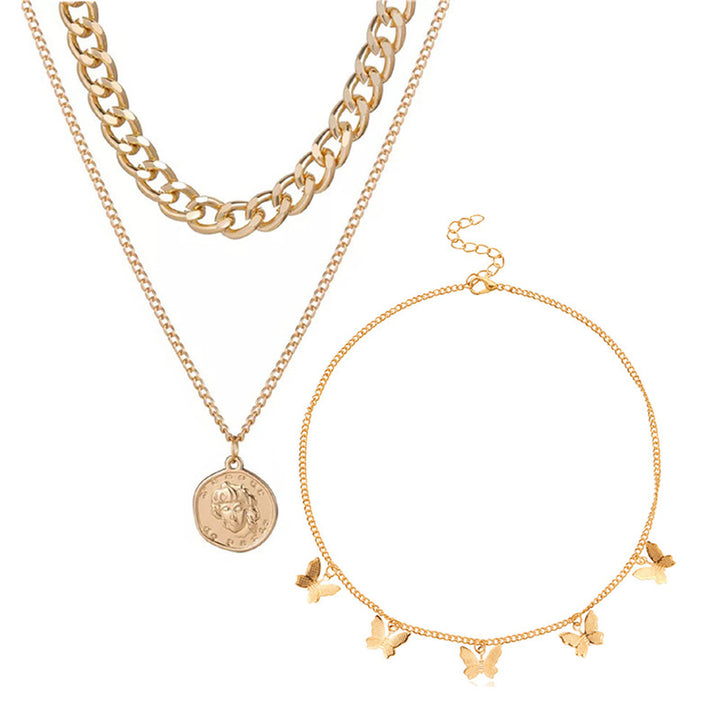 Combo of 2 Trendy Gold Plated Pendant Necklace For Women and Girls