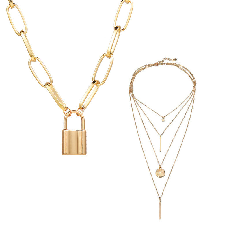 Combo of 2 Beautiful Gold Plated Layered Pendant Necklace For Women