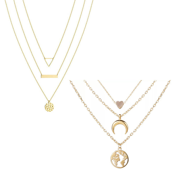 An alloy based Combo of 2 Glamorous Gold Plated Layered Pendant Necklace
