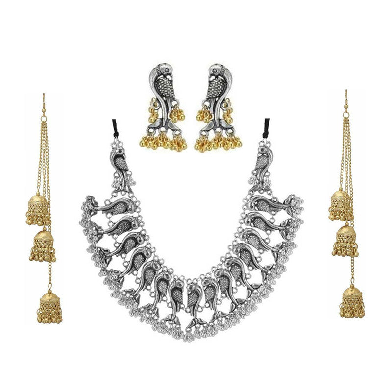 Vembley Combo of Golden Jewelry Set and layered jhumki for women and Girls