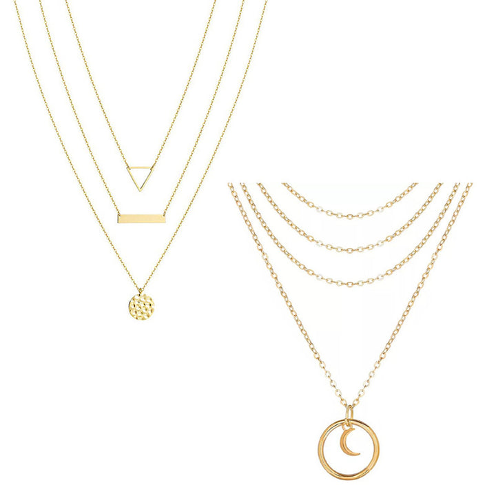 Combo of 2 Charming Gold Plated Layered Pendant Necklace For Women and Girls