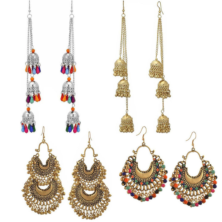 Combo of 4 Traditional Golden Layered Jhumki Earrings