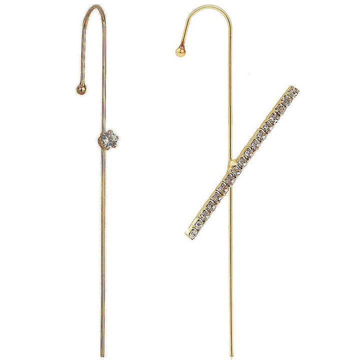 Pack Of 2 Gold Plated Zircon Cross And Stud Ear Cuff