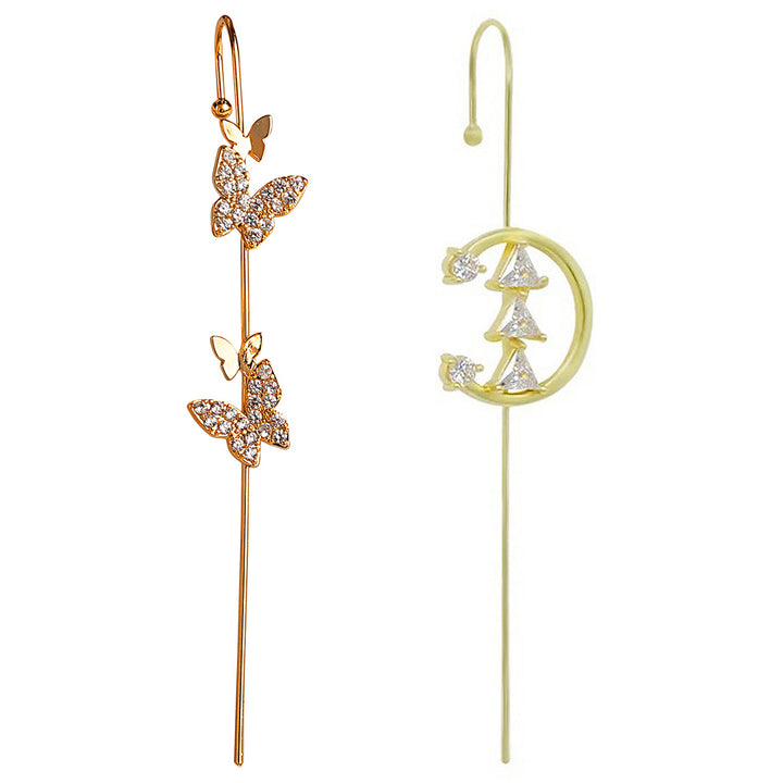 Pack Of 2 Gold Plated Studded Butterfly Ear Cuff