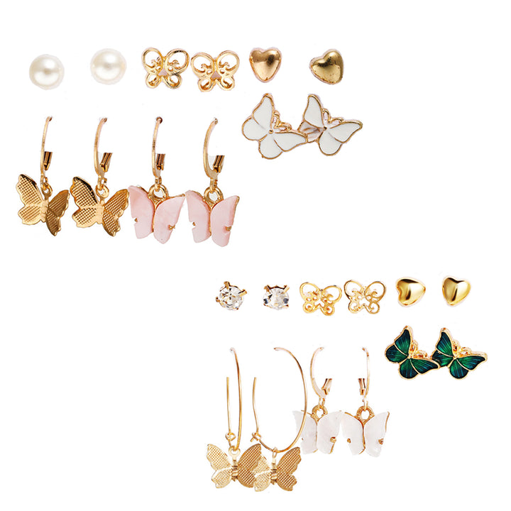 Combo Of 12 Pair Butterfly Studs and Hoop Earrings