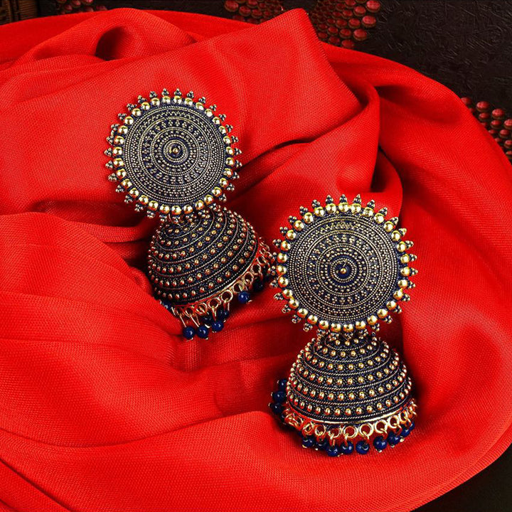 Combo of 2 Red and Black Pearls Drop Dome Shape Jhumki