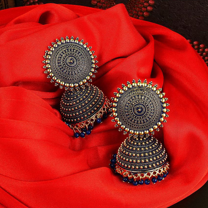 Combo of 2 White and Black Pearls Drop Dome Shape Jhumki