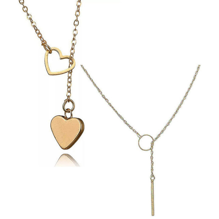 Combo Of 2 Y-Shaped Heart and Y-Shaped Circle Pendant
