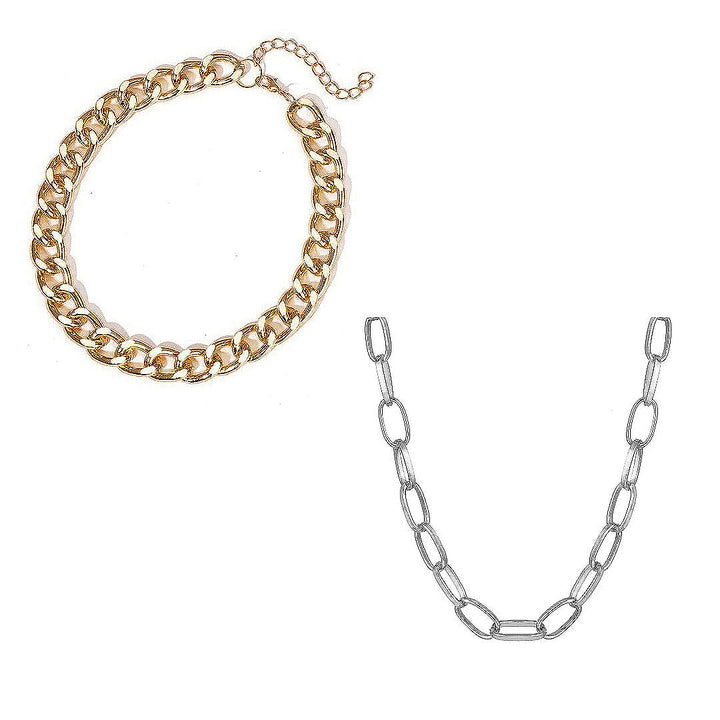 Pack of 2 Gold and Silver Chunky Chain Pendant