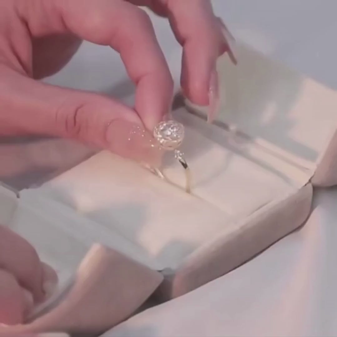 Adjustable Silver Crystal Rotating Ring