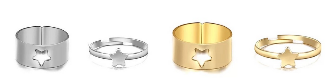 Combo Of 2 Star Matching Wrap Finger Couple Ring