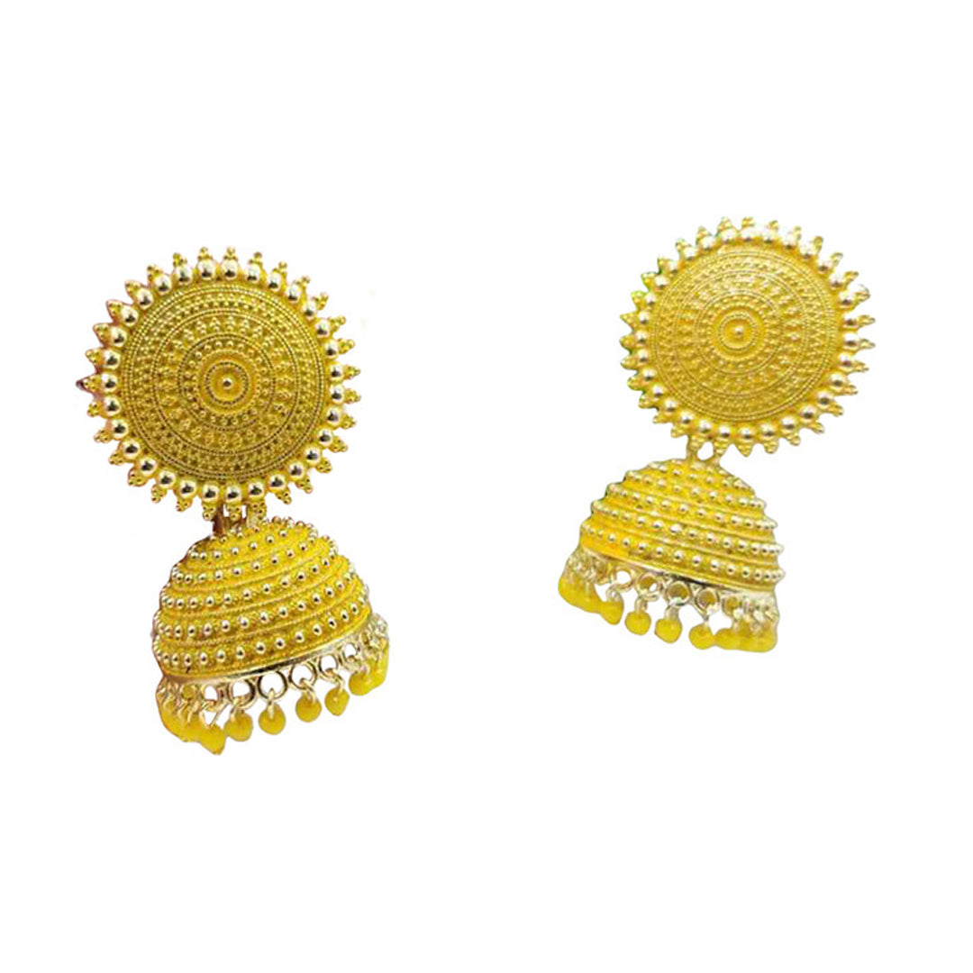 Combo of 2 Yellow Pearls Drop Dome Shape Jhumki