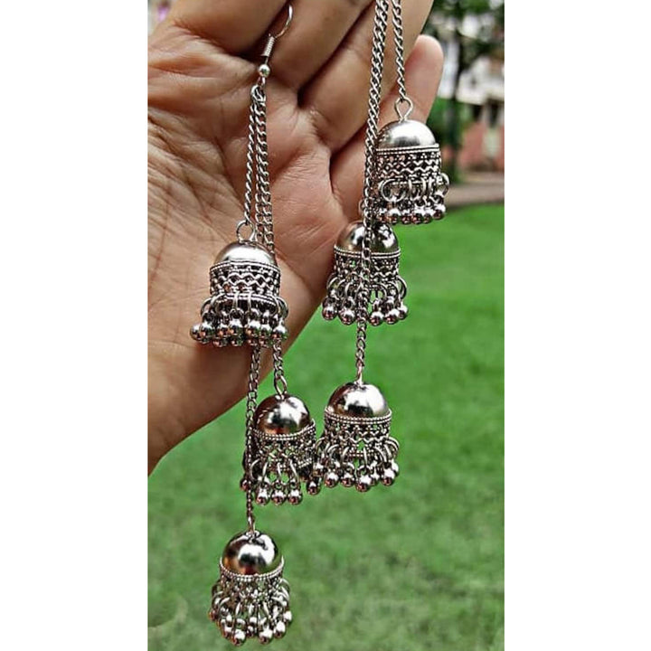 Combo of 4 Oxidized Layered Beads Hanging Jhumki